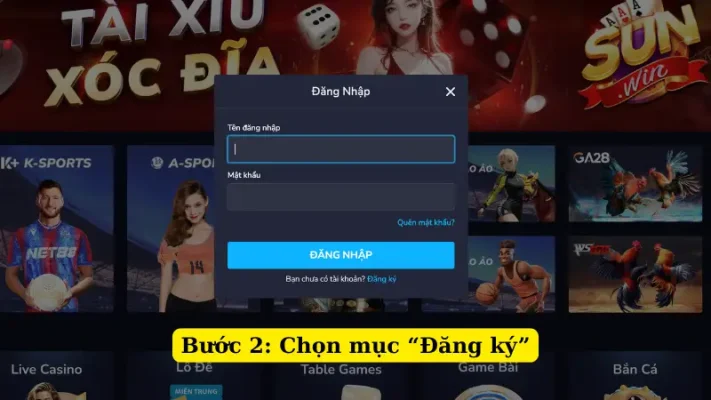 Bước 2: Chọn mục “Đăng ký”