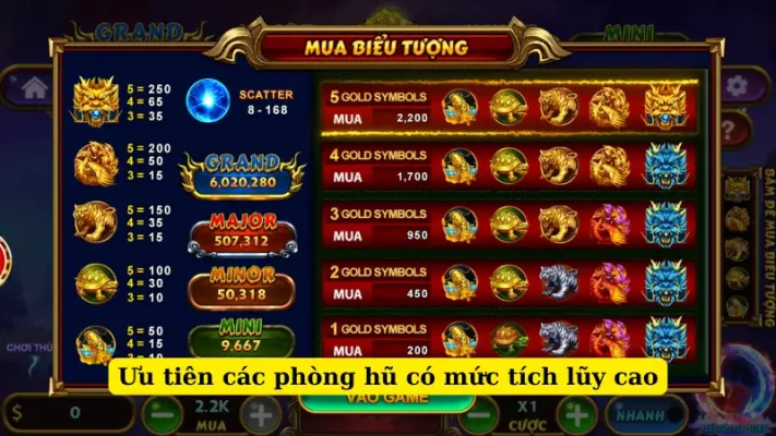 Ưu tiên các phòng hũ có mức tích lũy cao